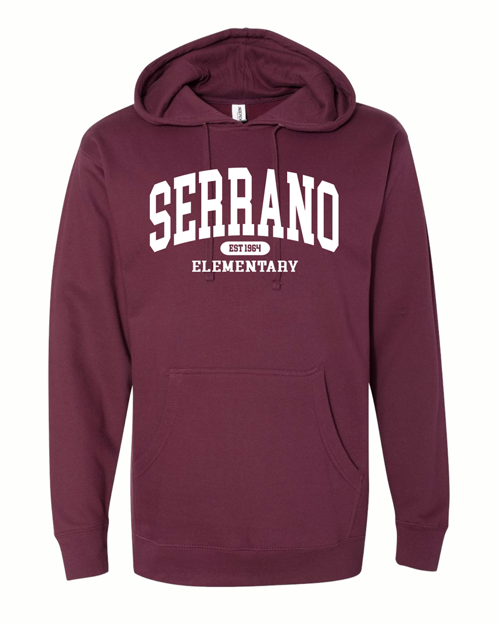 Serrano Elementary - Collegiate Adult Pullover Hoodie Maroon