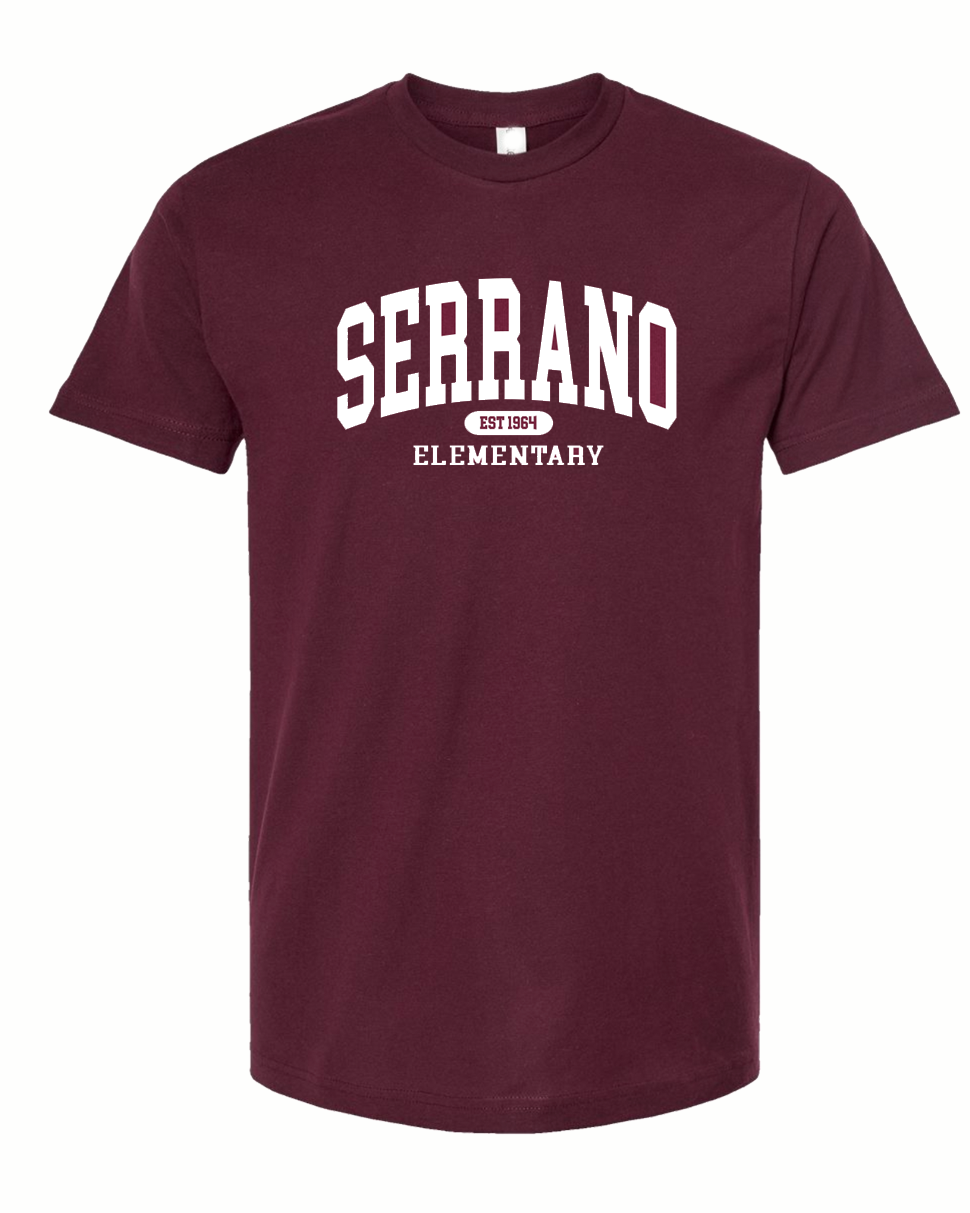 Serrano Elementary - Collegiate DRI FIT (Maroon)  ADULT & YOUTH