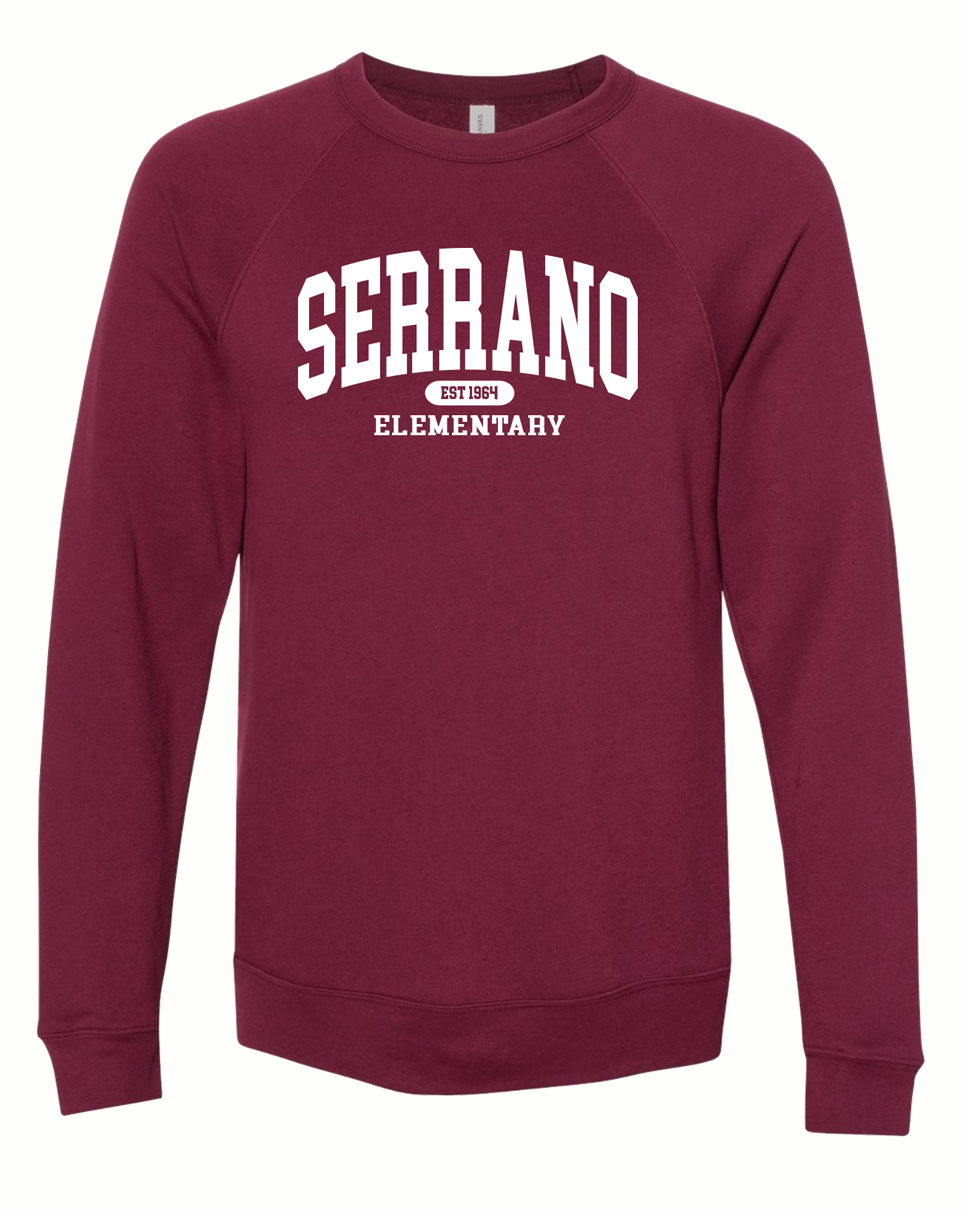 Serrano Elementary -  Collegiate Crew Neck Maroon Unisex Adult