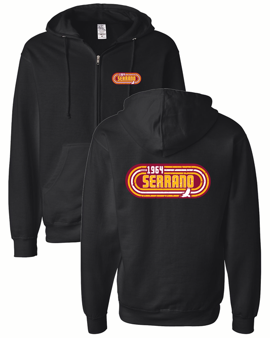 Serrano Elementary -  Vintage Zippered Adult & Youth Hoodie - Black