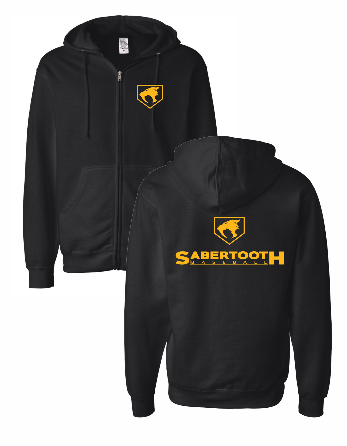 Sabertooth Zippered Hooded Sweatshirt (Black / Navy) Youth and Adult
