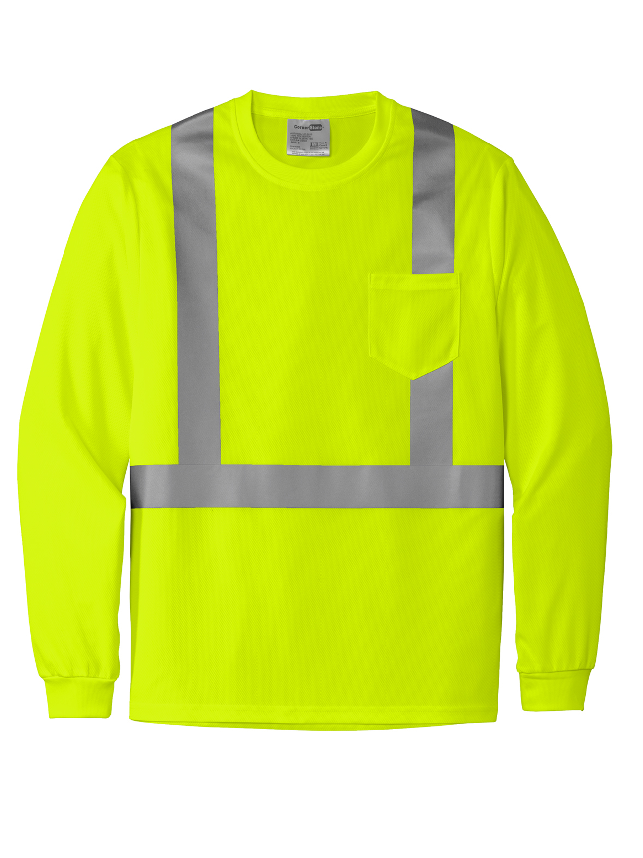 Mens - CornerStone® CS201 ANSI 107 Class 2 Mesh Long Sleeve Tee
