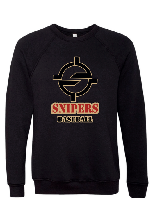 Snipers Baseball Bella Fleece Crewneck Sweatshirt Black