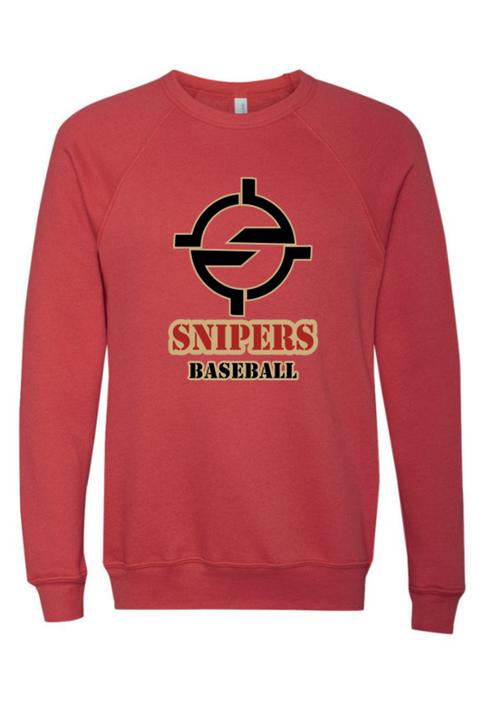 Snipers Baseball Bella Fleece Crewneck Sweatshirt Red