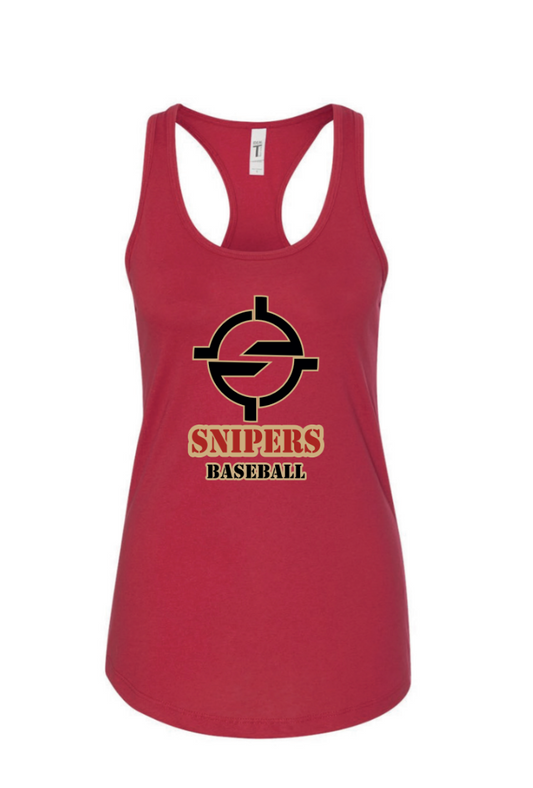 Snipers Baseball Next Level Ladies Racer Tank -Red