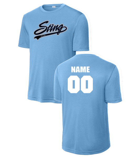 Sting Softball Dri Fit Tee with Name and Number (Youth and Adult) - Carolina Blue