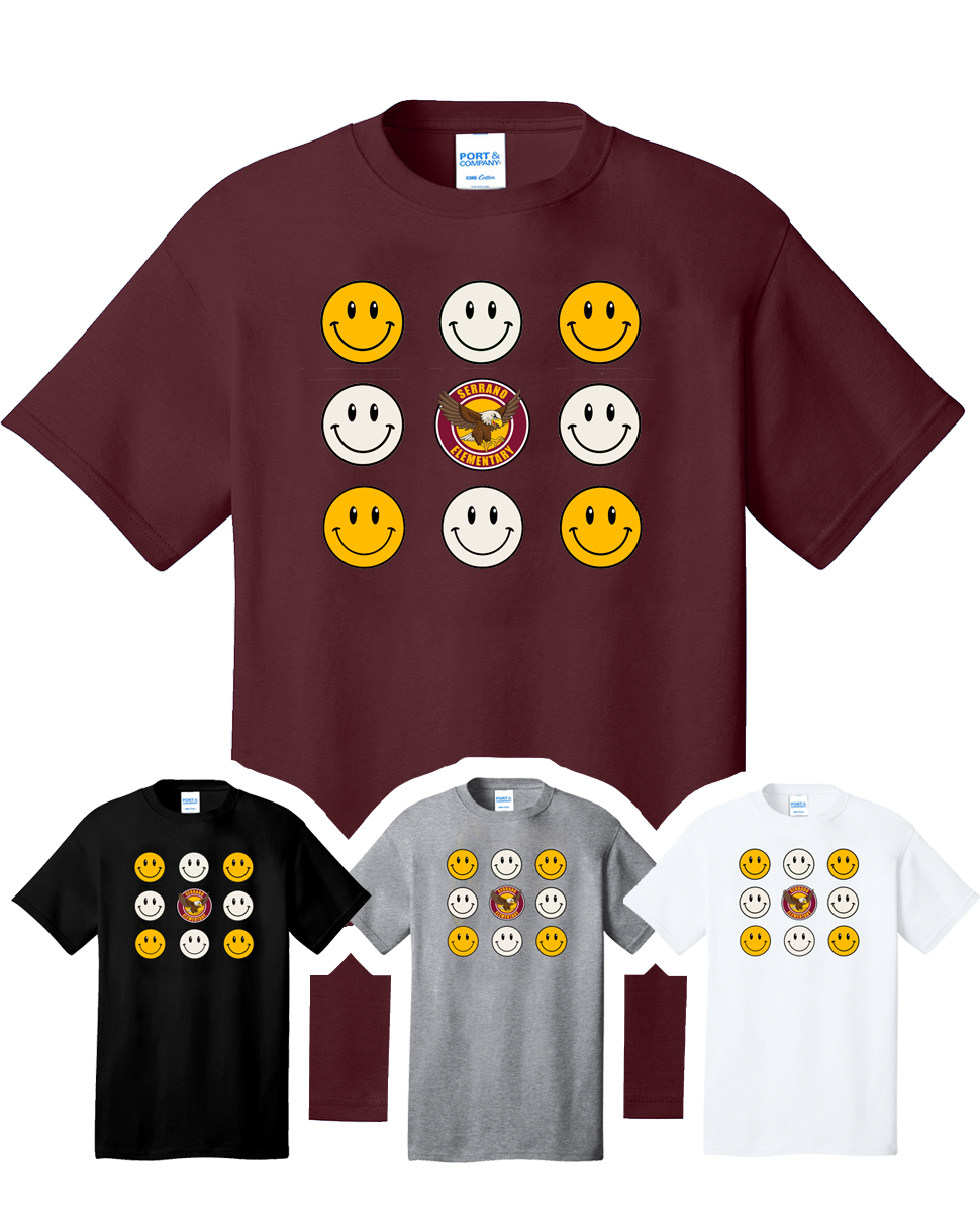 Serrano Elementary - Smile Tee Shirt - Youth & Adult - Cotton/Dri-Fit