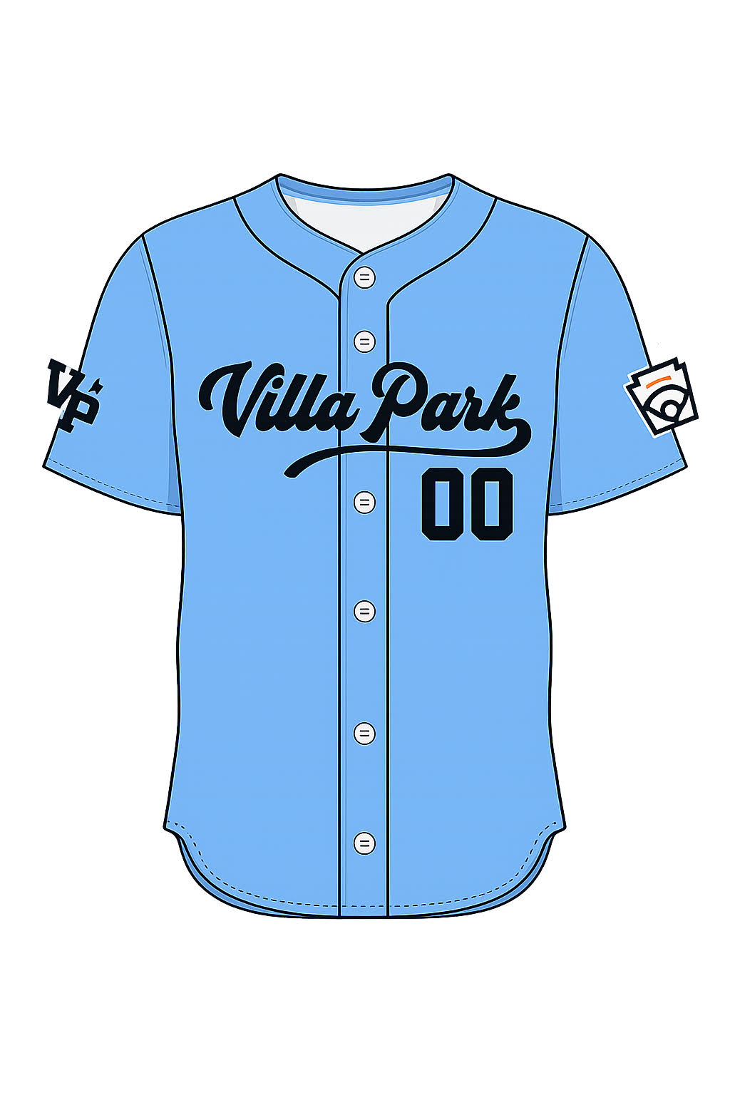 VP AllStars Button Down Black Sublimated Jersey (20 day turn time)