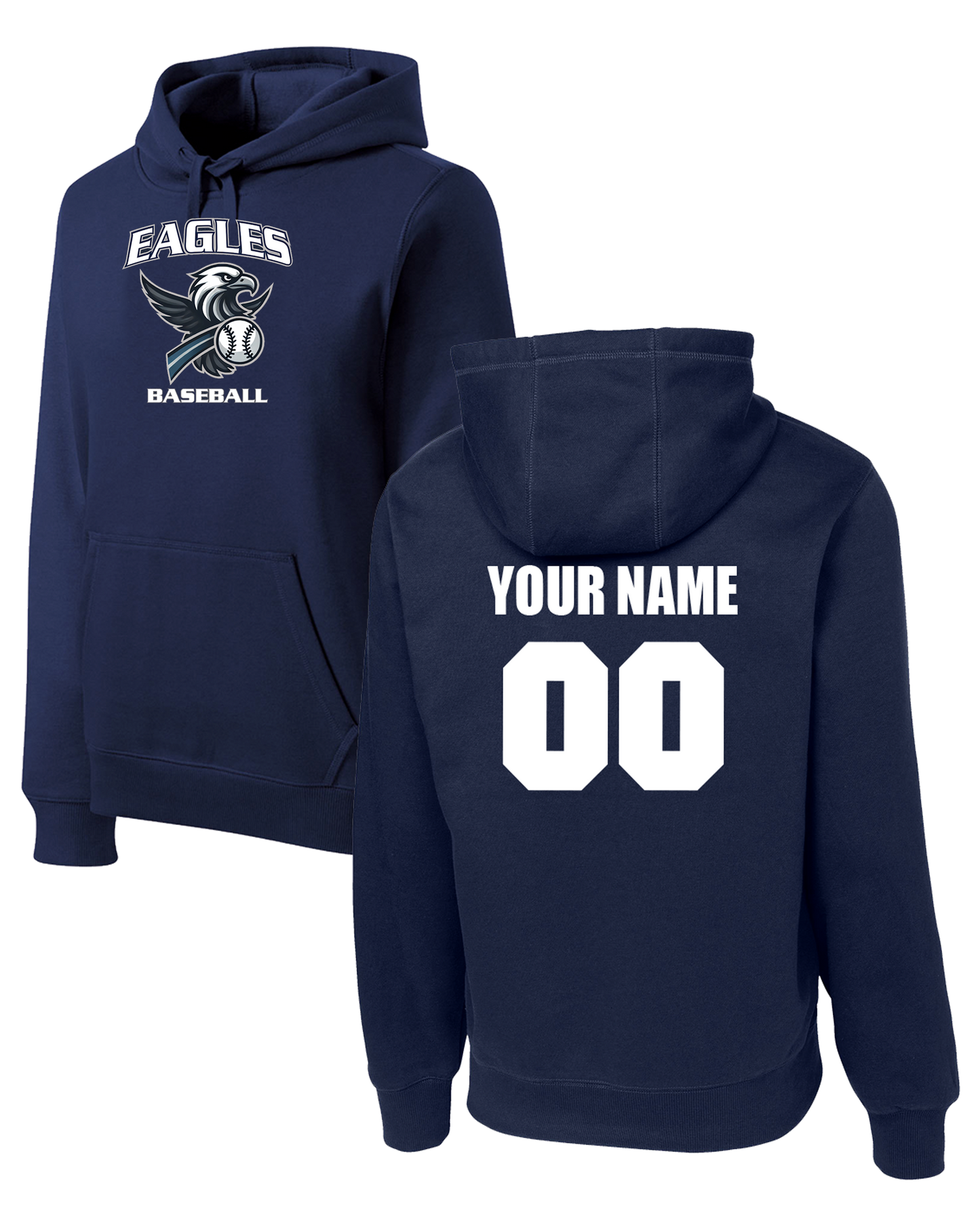 VPLL Eagles Baseball SportTek Adult Pullover DriFt Hoodie with Name and Number