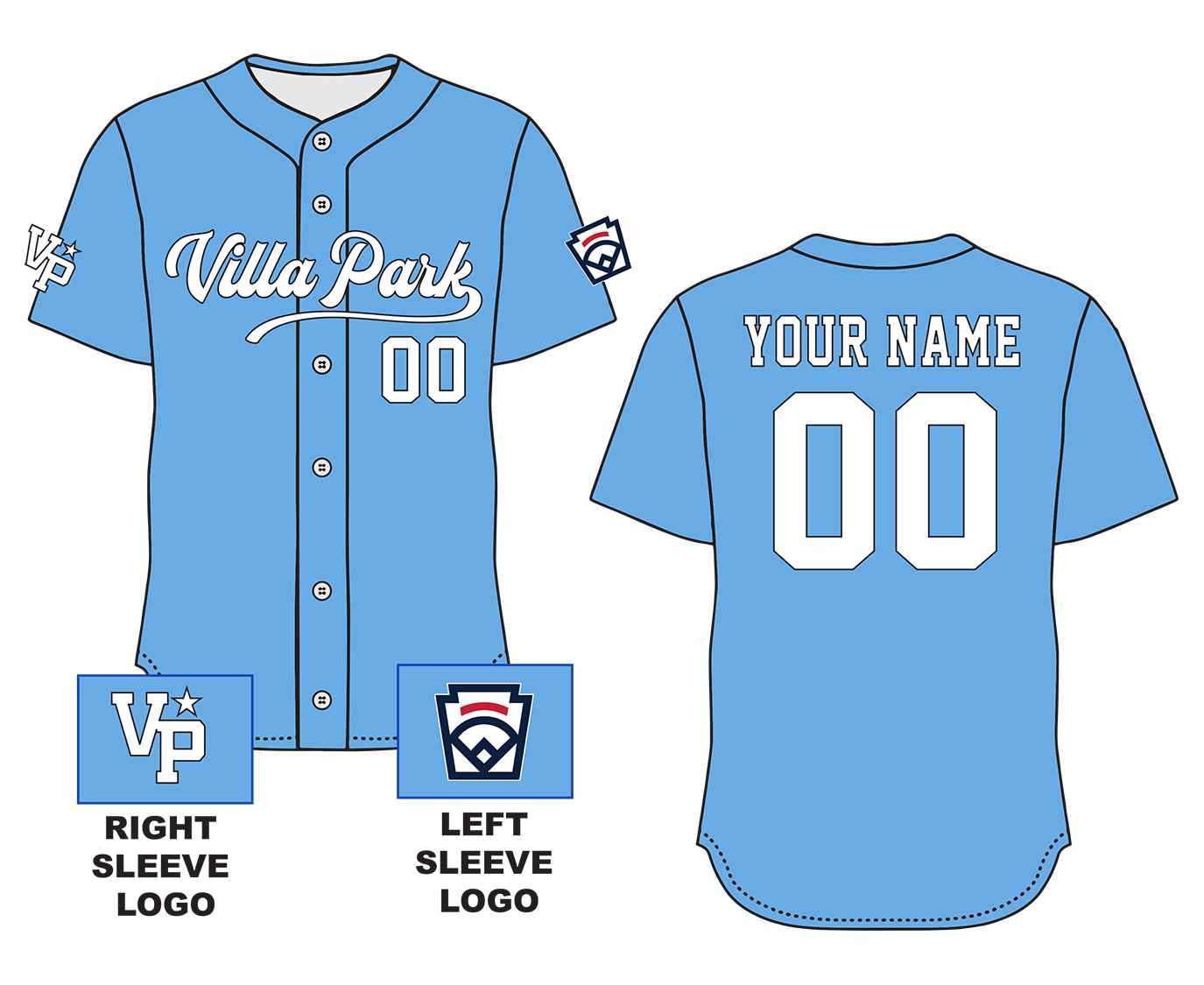 VP AllStars Button Down Blue Sublimated Jersey