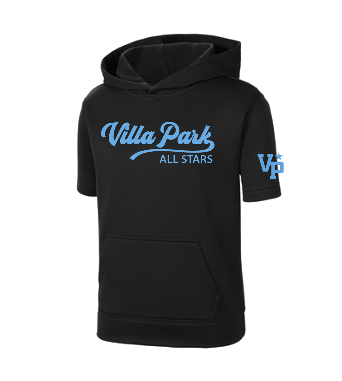 VP All Stars Black Sport Tek Shortsleeve Hoodie  - Youth and Adult