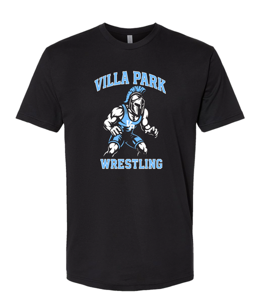 Villa Park Wrestling Spartan Dri Fit/Cotton Tee - Front Only (Youth and Adult) (Black)
