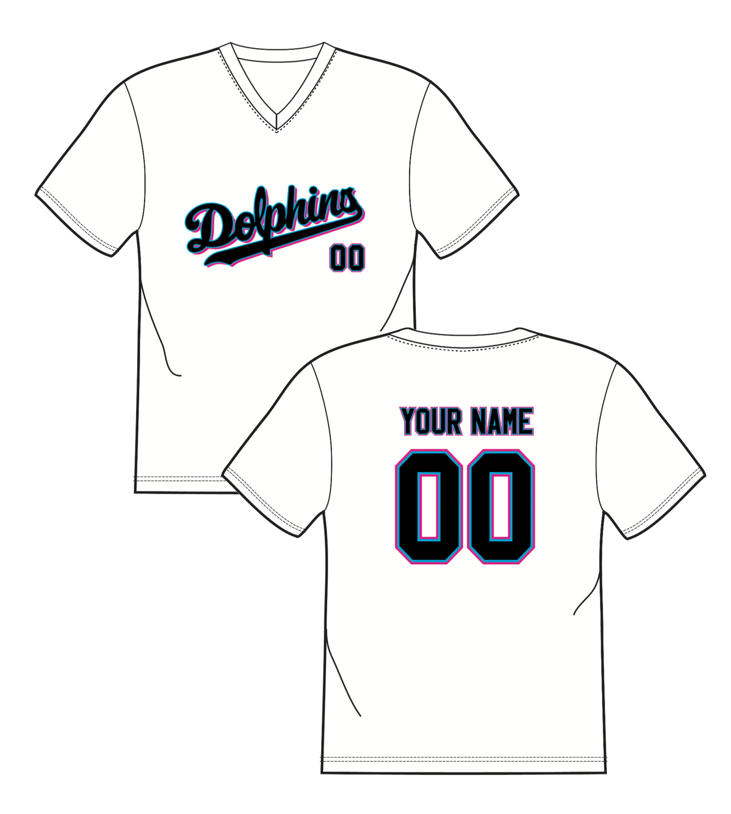 Dolphins - Specialty Jersey - White- with Your Name and Number (3 week turn time)