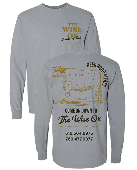 Wise Ox Need Meat Comfort Colors Grey 6014 Longsleeve