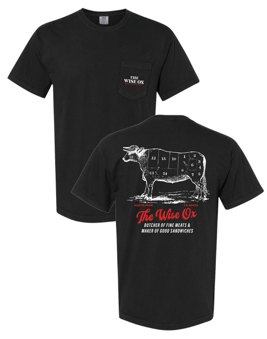 Wise Ox Oxen Butcher Comfort Colors Black 6030 On the Pocket Print