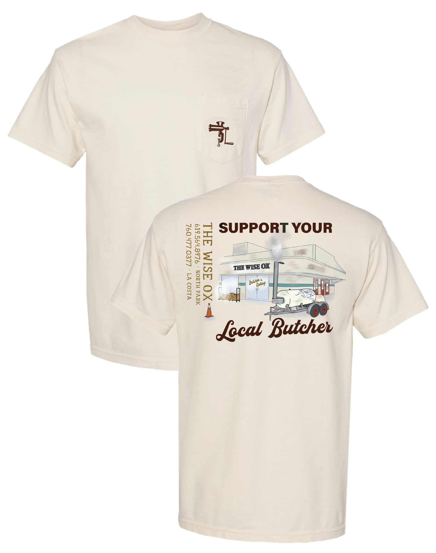 Wise Ox Oxen Butcher Comfort Colors Ivory 6030 On the Pocket Print