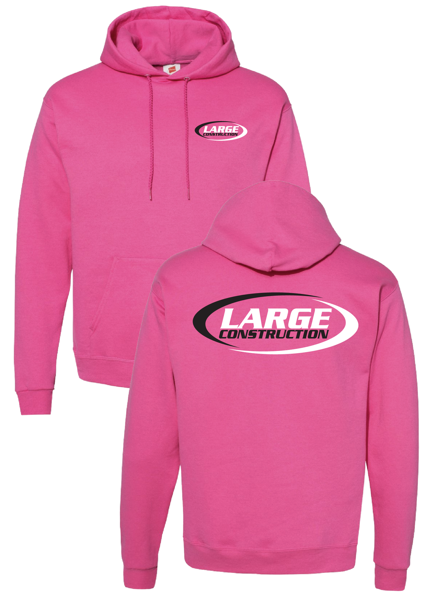 Large Construction Pullover Hanes Sweatshirt (Wow Pink)