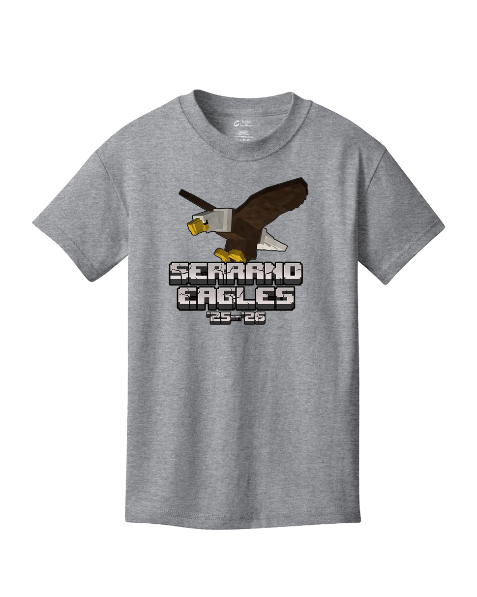 Serrano Elementary - Eagle Minecraft Tee Shirt - Youth & Adult - Cotton/Dri-Fit