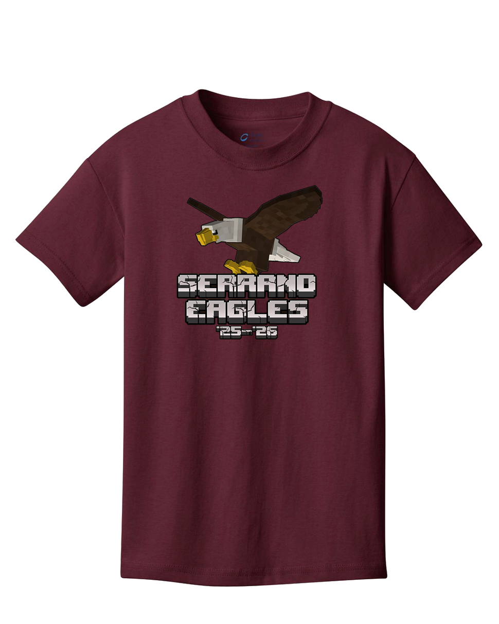 Serrano Elementary - Eagle Minecraft Tee Shirt - Youth & Adult - Cotton/Dri-Fit