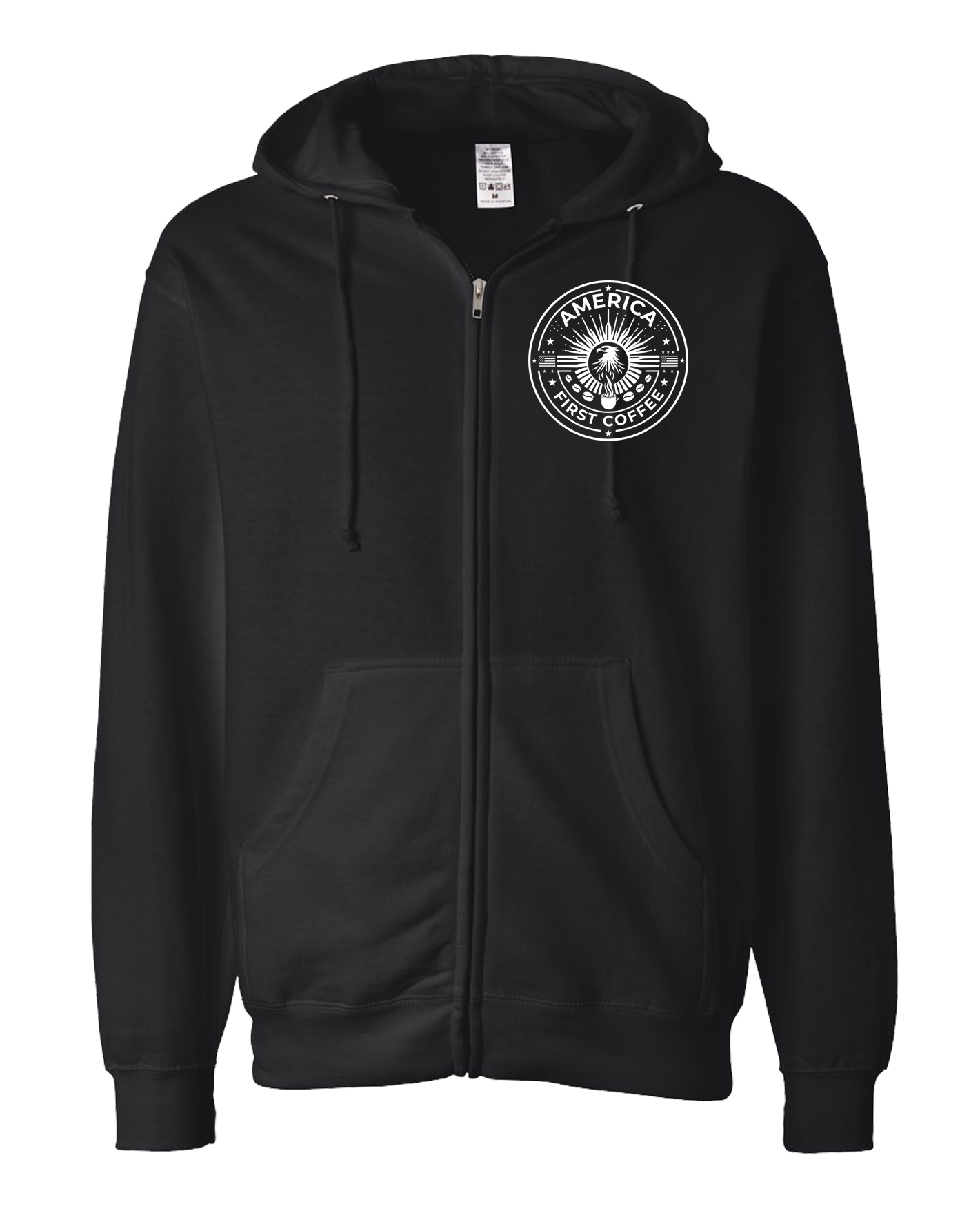 Ameircas Coffee Zipper Hoodie Sweat - Black