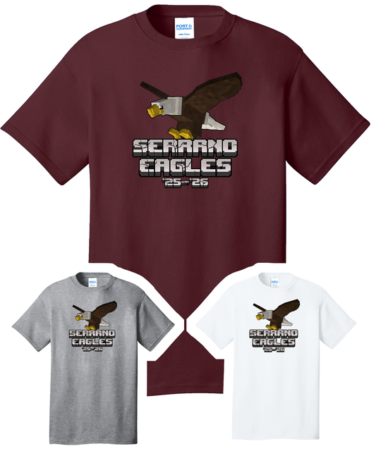 Serrano Elementary - Eagle Minecraft Tee Shirt - Youth & Adult - Cotton/Dri-Fit