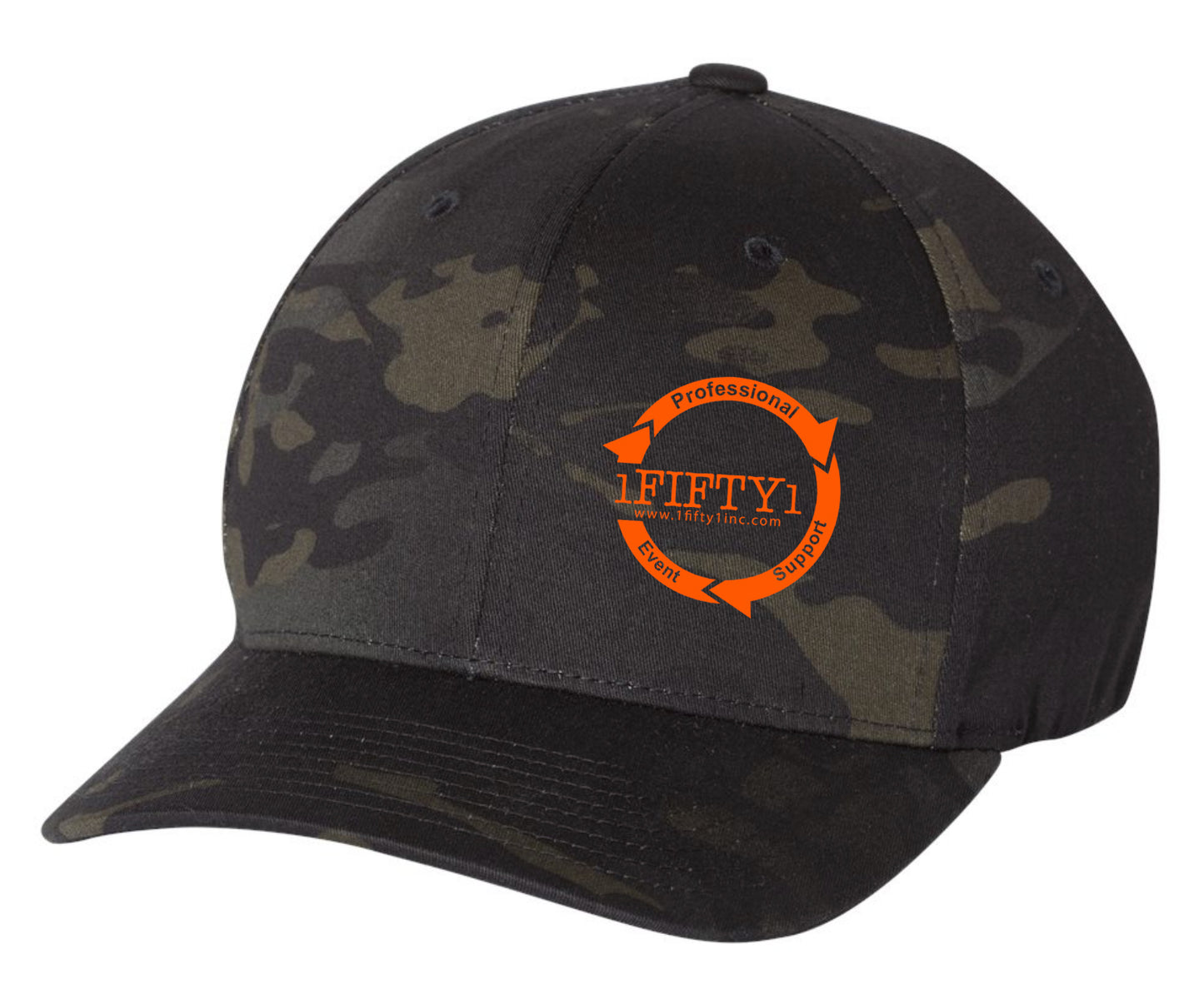 1Fifty1 *Embroidered Logo Flexfit (Black Camo)