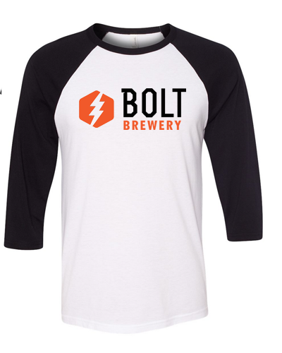 Bolt Brewery -White Raglan (Black Sleeves)