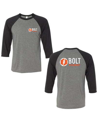 Bolt Brewery - Heather Grey Raglan (Black Sleeves)