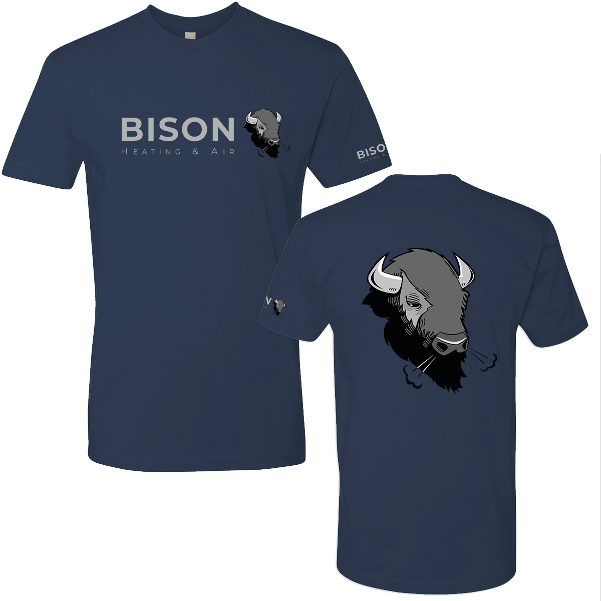 Bison Indigo Logo Tee (Front and Back - Alt Version with Sleeve Print)