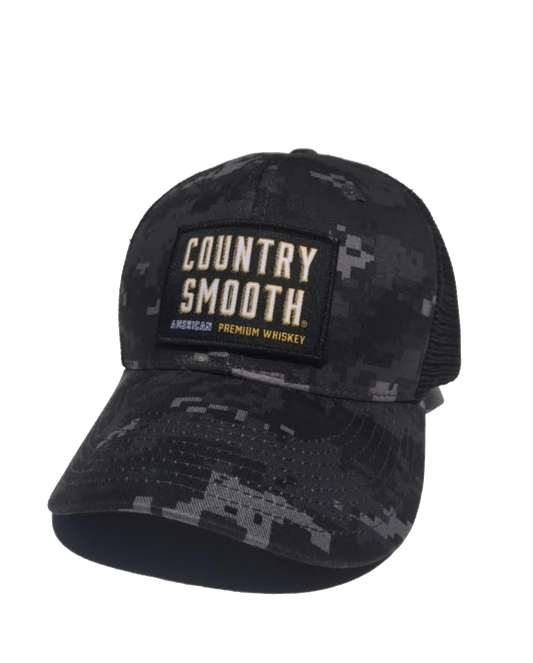 Country Smooth - 5 Panel Flat Bill Trucker Hat (NTG/BLK)