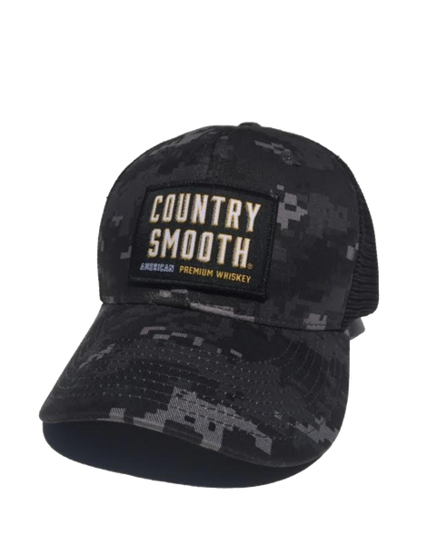 Country Smooth - 5 Panel Flat Bill Trucker Hat (NTG/BLK)