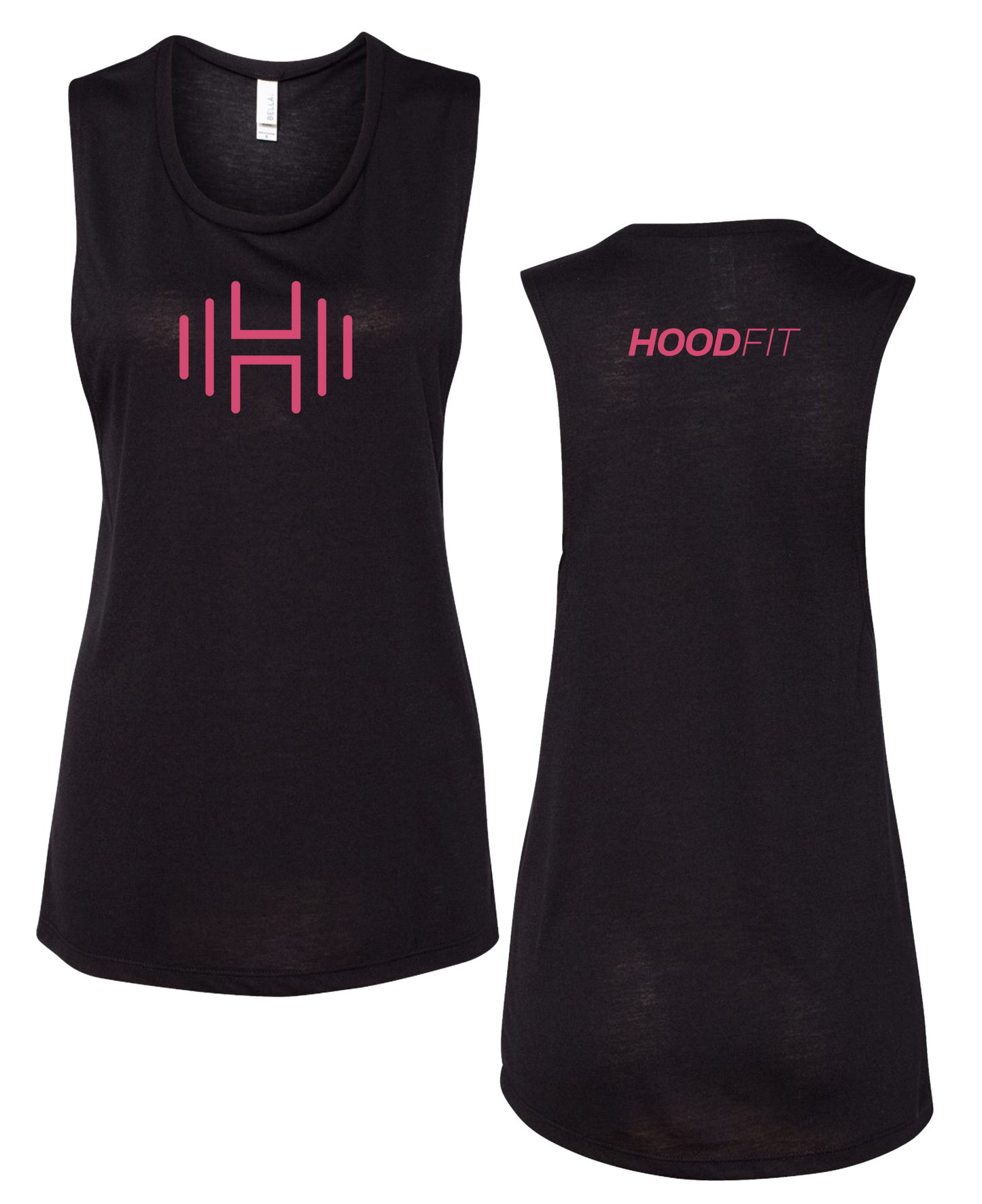 HoodFit - Muscle Tank Black w Pink