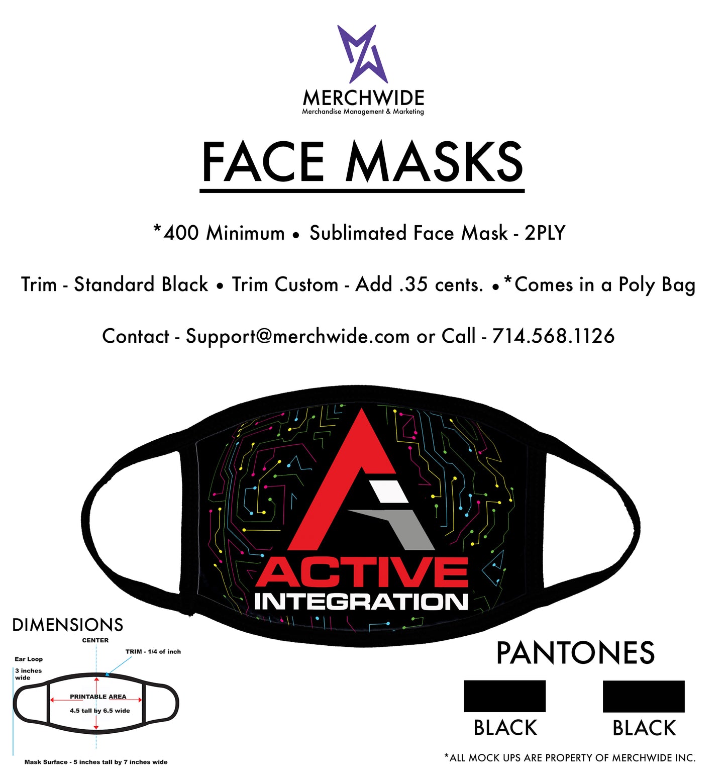 Active Integration - Sublimated FaceMask - Full Color