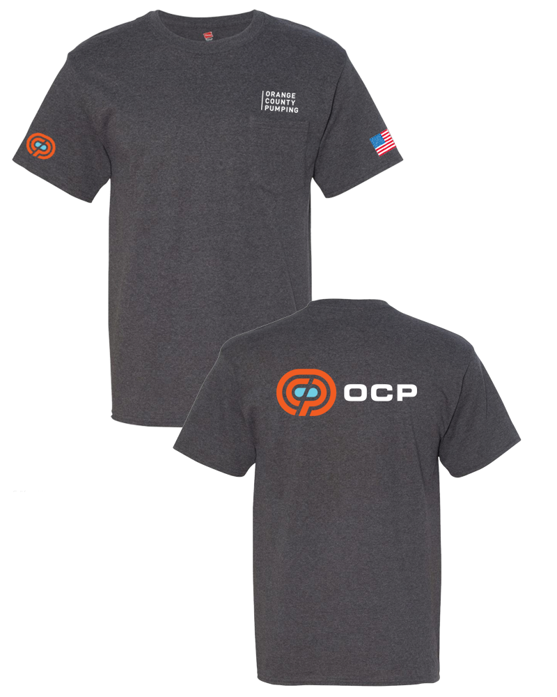 OCP - "Orange County Pumping" Pocket T-Shirt (Beefy Tee - Charcoal Heather)