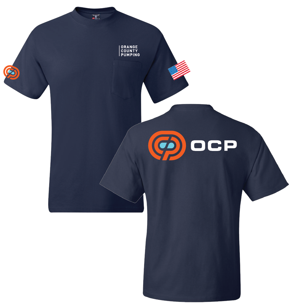OCP - "Orange County Pumping" Pocket T-Shirt (Beefy Tee - Navy)