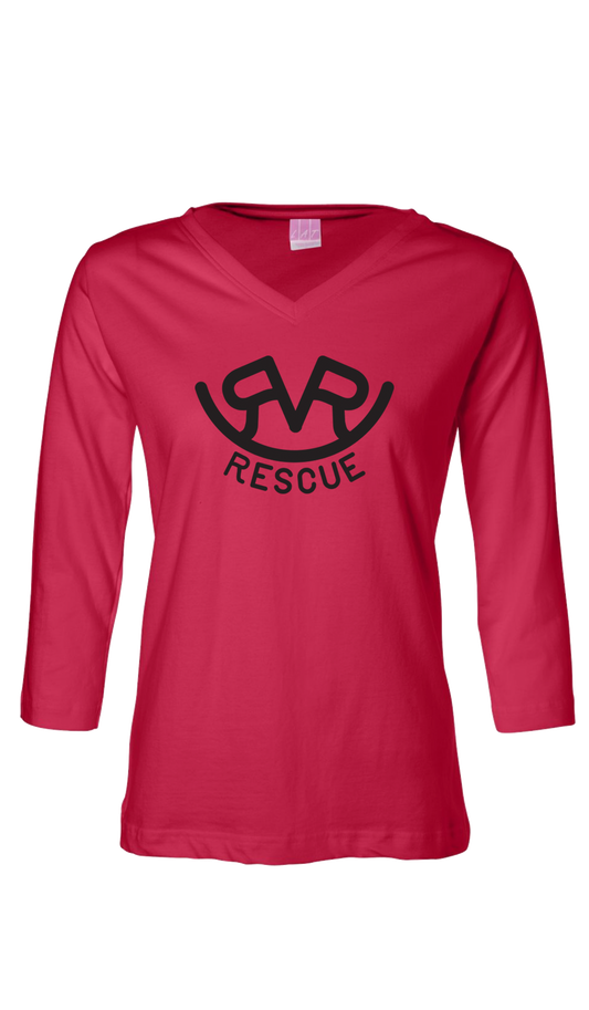 Hitch'n Post - Womens Ranch Rescue Logo 3/4 Sleeve (Red)