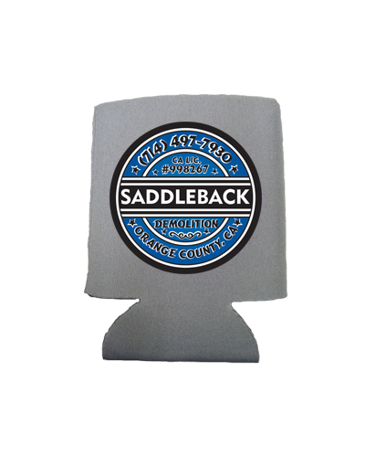 Saddleback Demo - Koozie (Charcoal with Blue print)