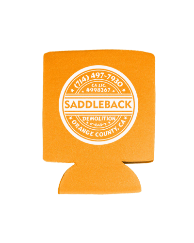 Saddleback Demo - Koozie (Orange with White print)