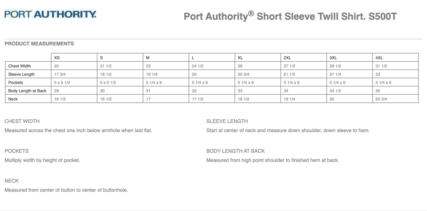 Port Authority® Short Sleeve Twill Shirt - S500T - Navy
