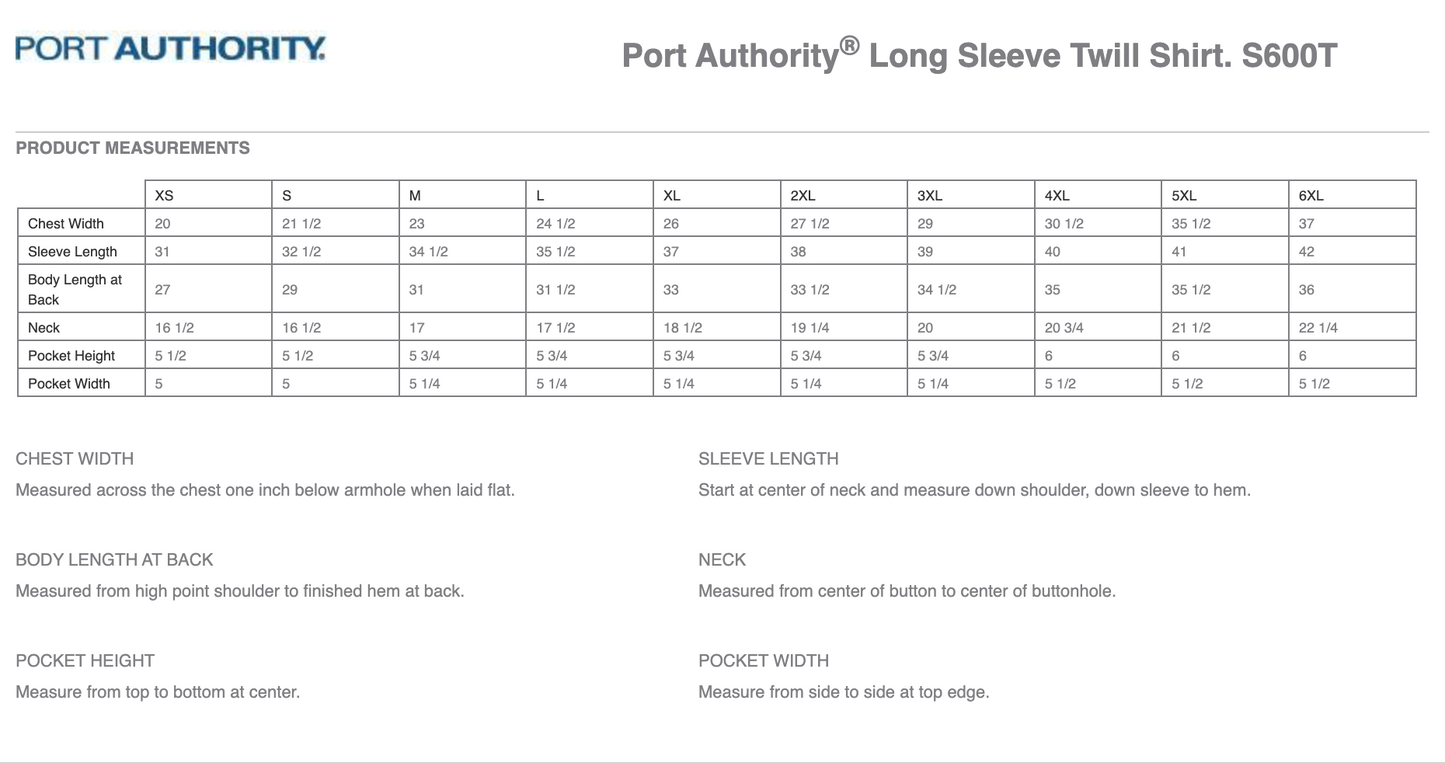 Port Authority® Long Sleeve Twill Shirt - S600T - Navy