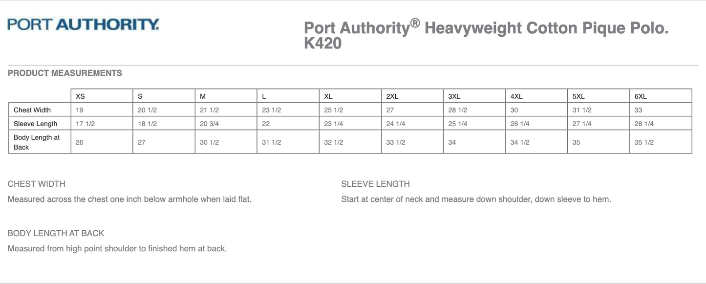 Port Authority® Heavyweight Cotton Pique Polo - K420 - Light Blue