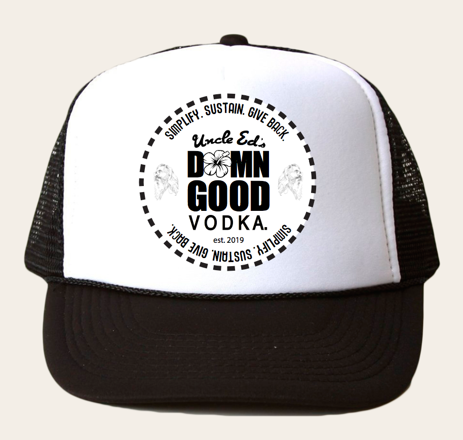 UNCLE ED - TRUCKER HAT (WHITE) with Screen Print