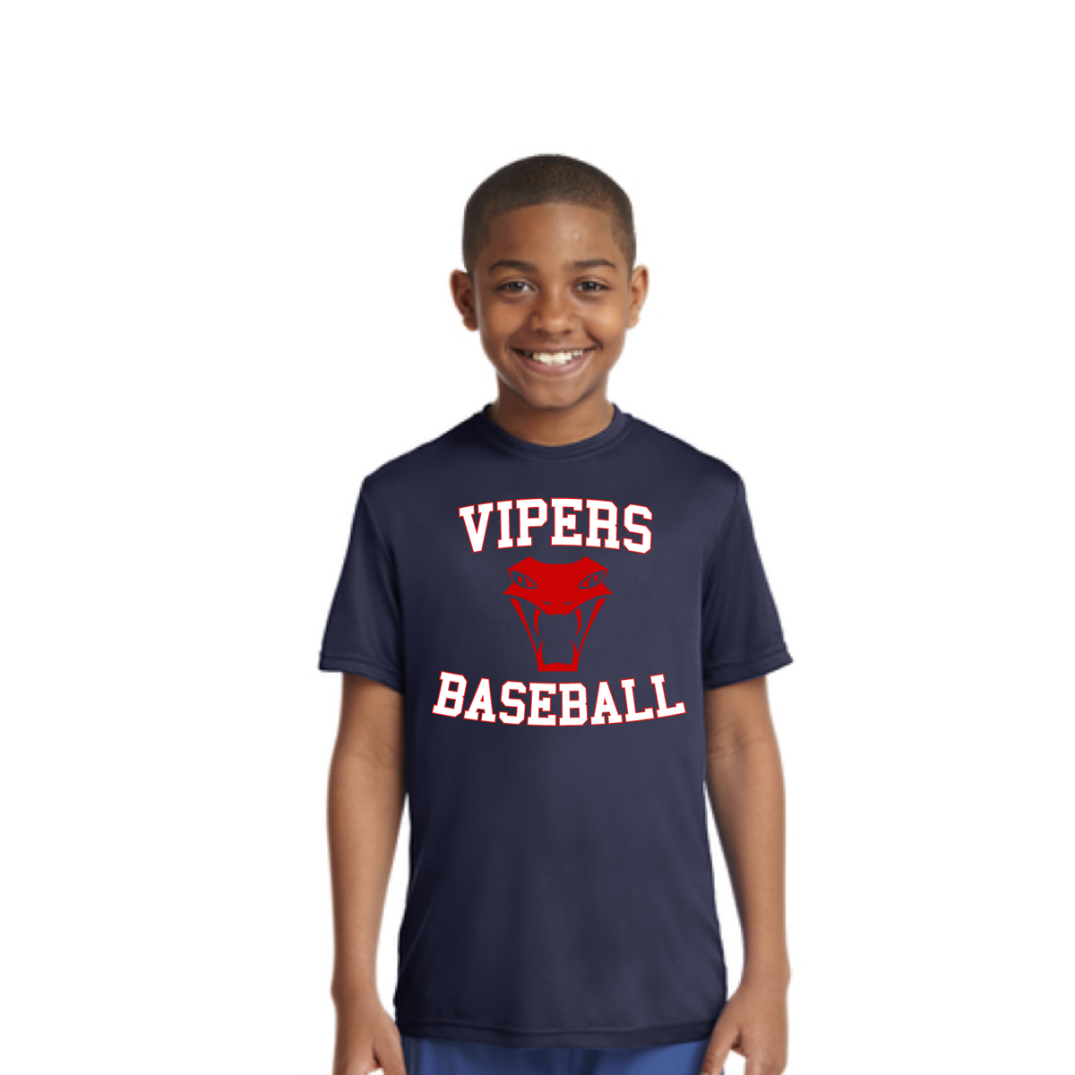 Vipers Baseball Youth Practice Tee - Navy (DRI FIT)