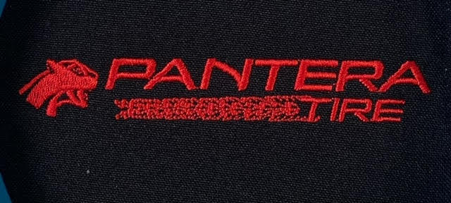 Black Flexfit 6277 Hat with Embroidered Red Pantera Logo