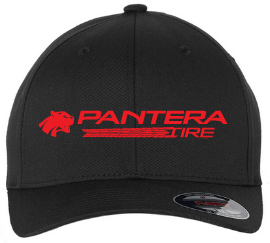 Black Flexfit 6277 Hat with Embroidered Red Pantera Logo